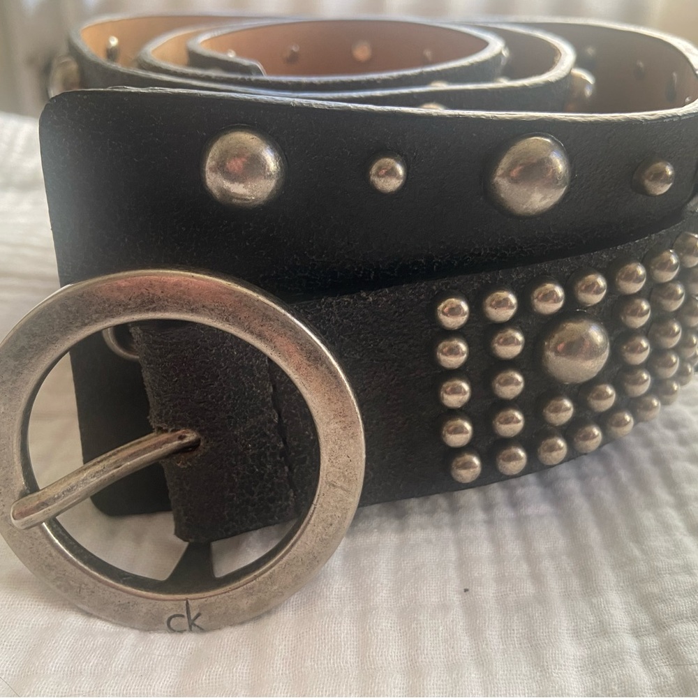 CK vintage 3” leather studded belt
